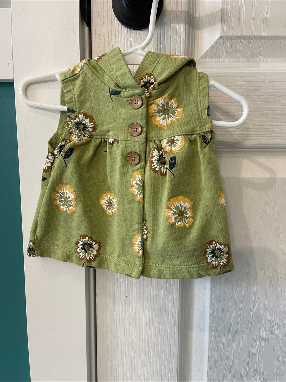 Carter's Green Floral Hooded Tank Top